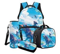 Finagallathe Dachshund Dog Print School Bags and Lunch Box Set, Boys Backpack and Pencil Case Set, School Bag Set of 4 for Girls, Blue