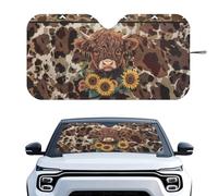 Finagallathe Highland Cattle Print Car Windshield Sun Shade Aztec Sunflower Print Sunshade for Car Windshield Foldable Front Window Shields Sunshades Universal Fit for Truck Sedan SUV Van