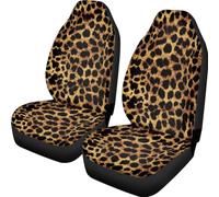 Finagallathe Leopard Print Car Seat Covers Front Set, Universal Fit Automotive Bucket Seat Covers for Truck Sedan SUV, Easy to Install Car Interior Decorative Accessories, Brown