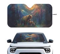 Finagallathe Moon Bear Print Car Sun Shade Windshield Foldable Front Window Shields Sunshades with Storage Bag Automotive Interior Sun Protection