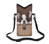 Finagallathe Neoprene Phone Sleeve Pouch Boston Terrier Print Cell Phone Pouch Bag with Crossbody Strap/Neck Lanyard Fit Most of Smartphones Lightweight Cellphone Purse Bag for Women Men