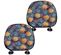 Finagallathe Pineapple Head Rest Covers for Car Fruit Print Auto Seat Protective Polyester Design Headrest Cover Set of 2 Auto Seat Protector Universal fit Car SUV Truck