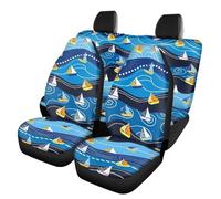 Finagallathe Sea Ships Print Cars Front & Rear Seat Covers Vehicle Seat Bucket Saddle Blanket Protectors Cover Fits Most Cars, Van Sedan SUV
