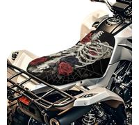 Finagallathe Skeleton Rose Print ATV Seat Cover Four Wheeler Seat Cover Water-Resistant Universal for Polaris Sportsman 570 450 850, Polaris Scrambler 400 500 850 1000, Honda Rancher 420