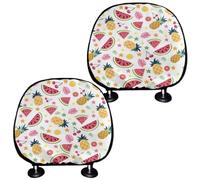 Finagallathe Watermelon and Pineapple Headrest Covers for Cars Set of 2 Accessories Interior for Women Men Fruit Print Head Rest Cover for Car Decor Universal fit Car SUV Truck
