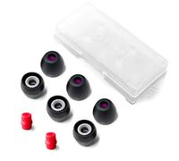 Final Audio Black+Black/Red Silicone Type E Eartips kit with Case and Nozzle Adaptor Compatible with 1More, AKG, Audio-Technica, Beats by Dre, Campfire Audio, Empire Ears, Shure, Sony, Westone (X-Sm)