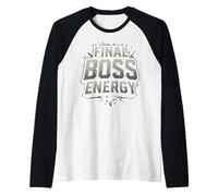 Final Boss Energy Dark Gaming Typography Quote Raglan Baseball Tee