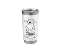 Final Boss Funny Cat Vs Cucumber Humor Stainless Steel Insulated Tumbler