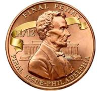 Final Cent Memorial Co in American Flag & Eagle Motif Adorned Last Lincoln Penny Tribute Challenge Co in Collectible Gift for History Enthusiasts