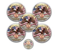 Final Cent Memorial Coin 1909-2025 - Last Lincoln Penny Tribute Challenge Coin, American Flag & Eagle Motif Adorned, Collectible Gift for History & Coin Enthusiasts (5pcs)