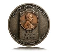 Final Cent Memorial Coin (1909-2025) - Last Lincoln Penny Tribute Token, Historical US Penny Era Commemorative Coin, Nostalgic Collector's Gift for History Buffs & Coin Enthusiasts (1pc)
