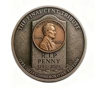 Final Cent Memorial Coin (1909-2025)-Last Lincoln Penny Tribute Token, Metal Hand-Engraved Commemorative Coins to Honor The Great Leader (1pcs)