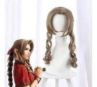 Final Fantasy 7 Aerith Gainsborough Cosplay Wigs for Women Girls 80cm Long Curly Wavy Heat Resistant Synthetic Hair Brown Game FINAL FANTASY Aerith Gainsborough