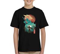 Final Fantasy Cloud Strife Ukiyo Kid's T-Shirt Black