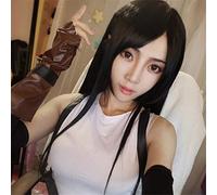 Final Fantasy Noctis Lucis Caelum Tifa.lockhart Cosplay Wigs Black Long Straight Heat Resistant Synthetic Hair Wig for Adult Men