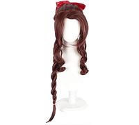 Final Fantasy VII Aerith Cosplay Wigs Ff7 Cosplay Brown Long Curly Ponytail Wig Heat Resistant Synthetic Hair