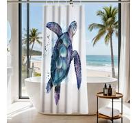 Final Friday Funny Sea Turtle Shower Curtains Ocean Animal Cartoon Kids Theme Cloth Fabric Bathroom Decor Sets with Hooks Waterproof Washable 36W x 72H inches Teal Purple