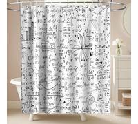 Final Friday Math Shower Curtain Science Geometry Numbers Formules Calculus Fabric Bathroom Decor Sets with Hooks Waterproof Washable 72Wx72H Black and White