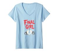 Final Girl: Survivor of Horror Movie Showdown V-Neck T-Shirt, Women, Baby Blue, M