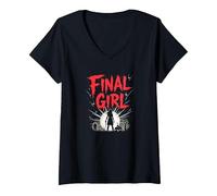 Final Girl: Survivor of Horror Movie Showdown V-Neck T-Shirt, Women, Black, L