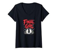 Final Girl: Survivor of Horror Movie Showdown V-Neck T-Shirt, Women, Black, XXL