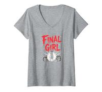 Final Girl: Survivor of Horror Movie Showdown V-Neck T-Shirt, Women, Heather Grey, L