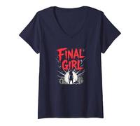 Final Girl: Survivor of Horror Movie Showdown V-Neck T-Shirt, Women, Navy, L