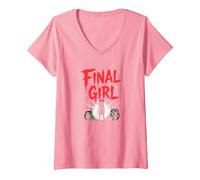 Final Girl: Survivor of Horror Movie Showdown V-Neck T-Shirt, Women, Pink, L
