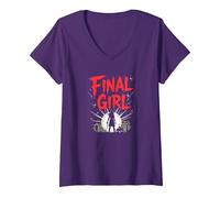Final Girl: Survivor of Horror Movie Showdown V-Neck T-Shirt, Women, Purple, XXL