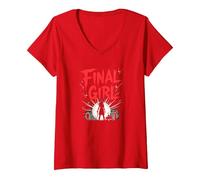 Final Girl: Survivor of Horror Movie Showdown V-Neck T-Shirt, Women, Red, XXL
