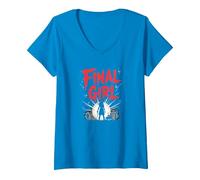 Final Girl: Survivor of Horror Movie Showdown V-Neck T-Shirt, Women, Sapphire, M