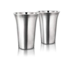 Final Touch 12 oz (355ml) Double-Wall Stainless Steel Coffee Cups (Set of 2) (CAT8032)