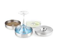 Final Touch 2 Tier Cocktail Rimmer with Stainless Steel Lid - Essential Tool for Perfectly Rimmed Glasses - Commercial-Grade 304 Stainless Steel - Stackable Design - Large 6" Diameter (FTA7062)