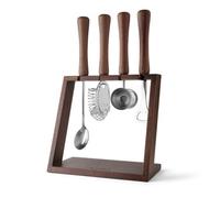 Final Touch 4 Piece Bar Tool Set With Stand - Wood Handles