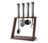 Final Touch 4 Piece Hammered Bar Tool Set with Stand - Black Chrome Metal Handles Final Touch Black