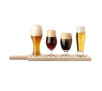 Final Touch Beer Tasting Paddle Set (4 Glasses, Wood Paddle & Tasting Guide) (GBT104)