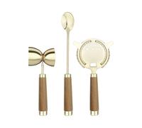 Final Touch Brass Mixing Set with Solid Wood Handles in Gold Final Touch Gold