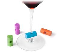 Final Touch Cork Shaped Glass Markers Multi Coloured Silicone Wine Glass Stem Drinks Markers Set of 4