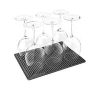 Final Touch FTA1880-7 Silicone Glass Drying Mat, Black | Soft silicone drying surface, grip base, airflow drainage, protects delicate stemware & barware, FTA1880-7