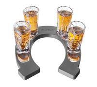 Final Touch Horseshoe Boot Shot Glass Set - 4X 1oz Cowboy Boot Glasses with Horseshoe-Shaped Serving Tray - Western Design, Non-Slip Feet - Ideal for Whiskey, Tequila, Bourbon Shots (GG5027)
