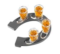 Final Touch Horseshoe Boot Shot Glass Set - 4X 1oz Cowboy Boot Glasses with Horseshoe-Shaped Serving Tray - Western Design, Non-Slip Feet - Ideal for Whiskey, Tequila, Bourbon Shots (GG5027)