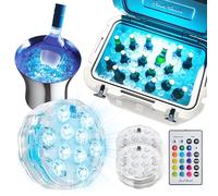 Final Touch Ice Bucket & Cooler LED Lights - Set of 2-16 Color-Changing Waterproof LED Lights with Wireless Remote, IP68 Submersible Design, Perfect for Parties & Events (IB-LED-02)