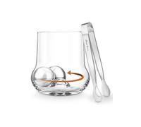 Final Touch Rock Roller Whiskey Glass & Ice Chillings Balls with Tong Set in Clear Final Touch Clear