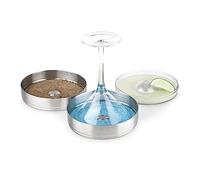 Final Touch Set of 2 Double Tier Cocktail Glass Rimmer Stainless Steel with a Large 15cm Diameter - Perfect For Margarita or Martini