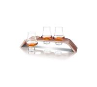 Final Touch Set Of 3 Lead-free Crystal Glasses With Aspen Wood Levitation Stand, Clear