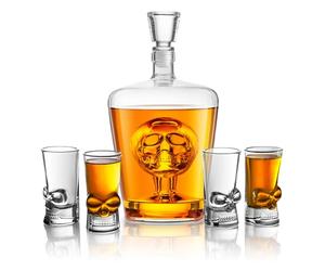 Final Touch Skull Liquor Decanter Set with 4 Skull Shot Glasses (FTA1867)