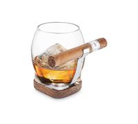 Final Touch Whiskey Cigar Glass with Adaptable Cigar Holder in Clear Final Touch Clear