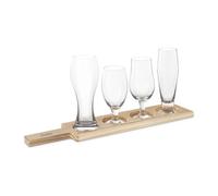 Final Touch Wooden 6 Piece Beer Tasting Set, Clear