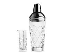 Final Touch Yarai Cocktail Shaker Set - Japanese Inspired Bar Tools Set with Black Chrome Lid and Measuring Jigger - Premium Mixology Kit for Bartenders and Home - 24 oz (700ml) - FTA1859-19