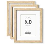 FinalFind 8x10 Picture Frame with Mat for 5x7 Set of 3, Natural Solid Oak Wood Picture Frames 8x10 with Tempered Glass for Wall & Tabletop(3 Pack,Oak)